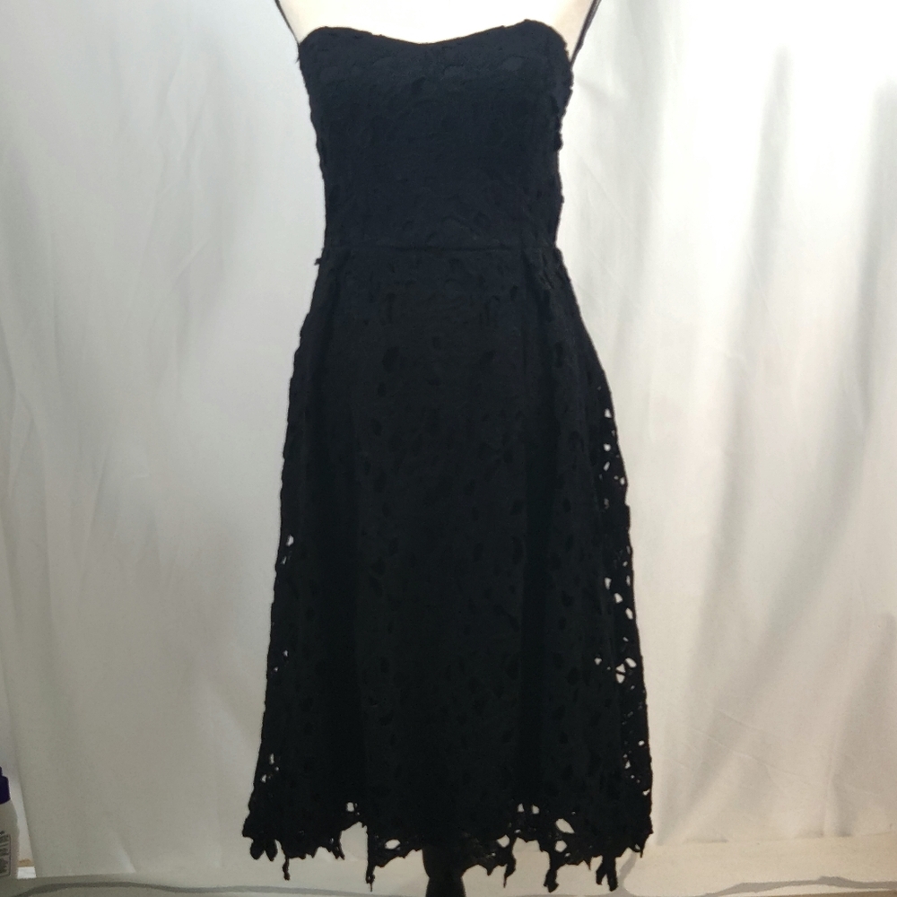 Alya Black Floral Cutout Strapless Dress Size S